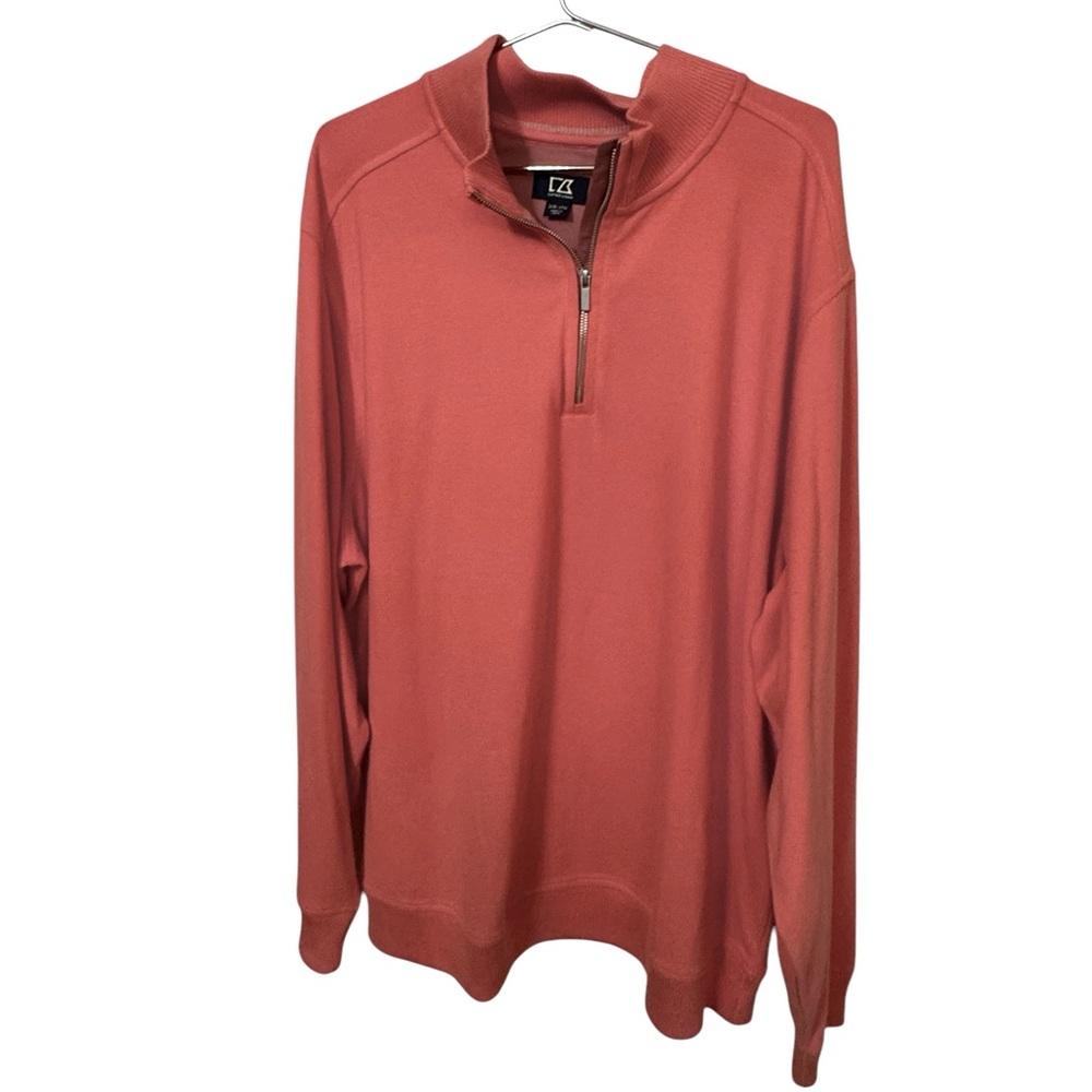 Men's Coral Quarter-Zip Sweatshirt Salmon Pink Cutter & Buck XXL 2XB MINTY